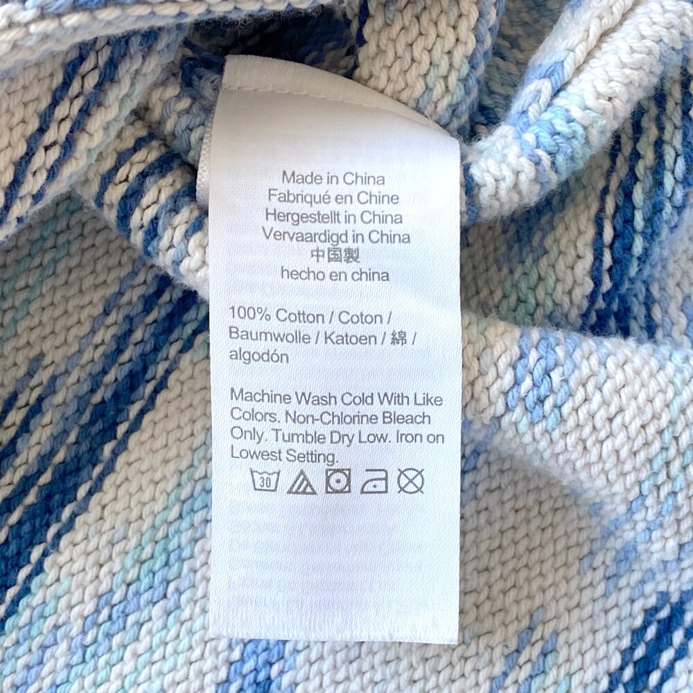 J. Crew Blue White Space Dye Marled Raglan Sleeve Cotton Knit Sweater - Picture 5 of 9